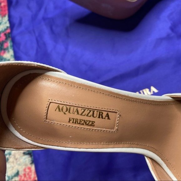 Aquazzura Casablanca 105 White Leather Pointed Toe Pumps - Picture 10 of 15